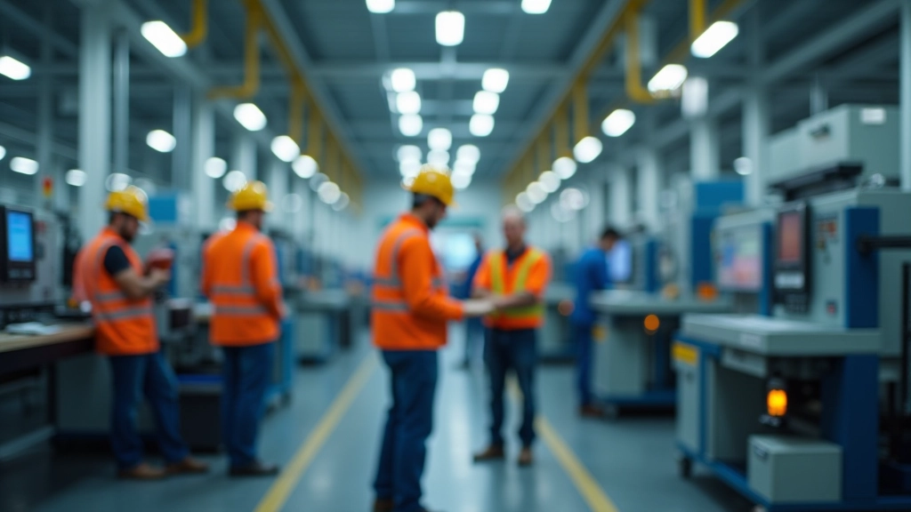 Arbeiter in einer modernen Fabrik mit fortschrittlichen Technologien und Automatisierung