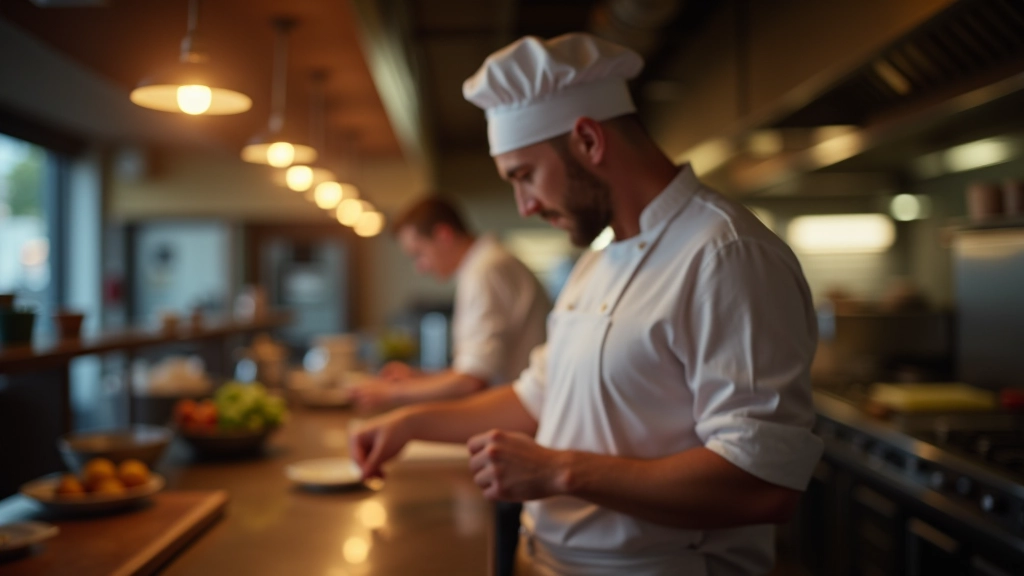 Restaurantangestellter bereitet während Kurzarbeit-Phase reduziertes Angebot vor